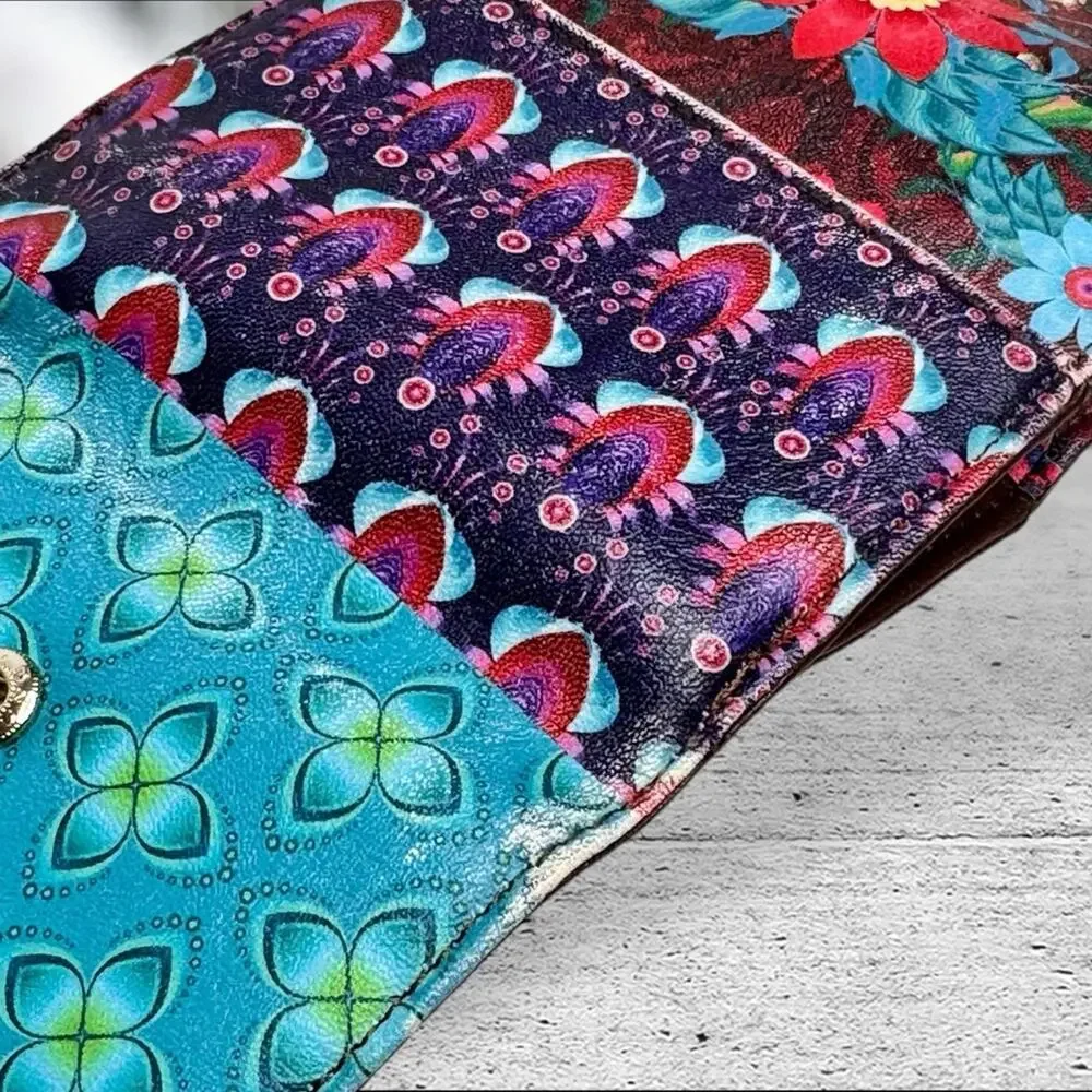 Desigual Wallet Compact Colorful Vibrant Abstract Floral